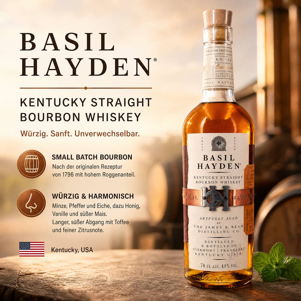 Basil Hayden's Kentucky Straight Bourbon Whiskey 0,70 Liter/ 40.0% vol Produktbild