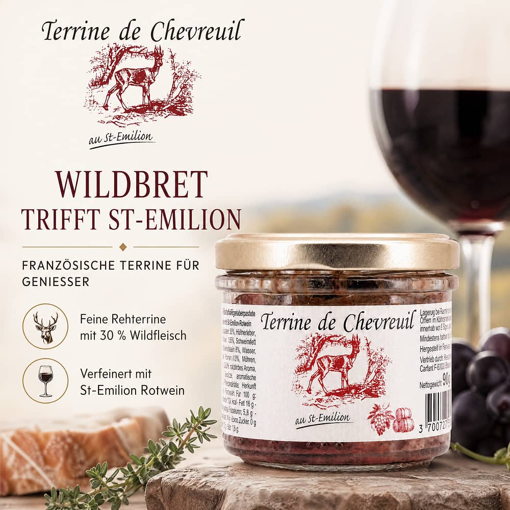 Beauharnais-CARLANT Rehterrine mit St Emilion Rotwein 90 Gramm Produktbild
