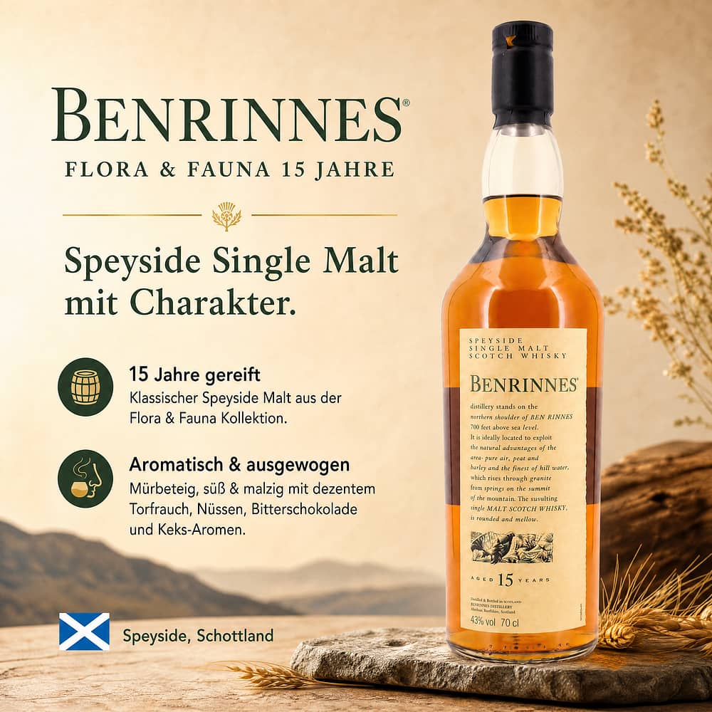 Benrinnes Flora & Fauna 15 Jahre 0,70 Liter/ 43.0% vol Produktbild