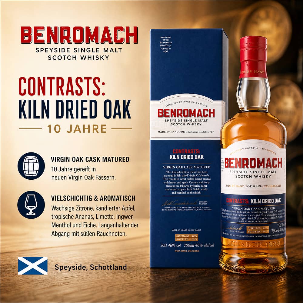 Benromach Contrasts: Kiln Dried Oak 10 Jahre 0,70 Liter/ 46.0% vol Produktbild