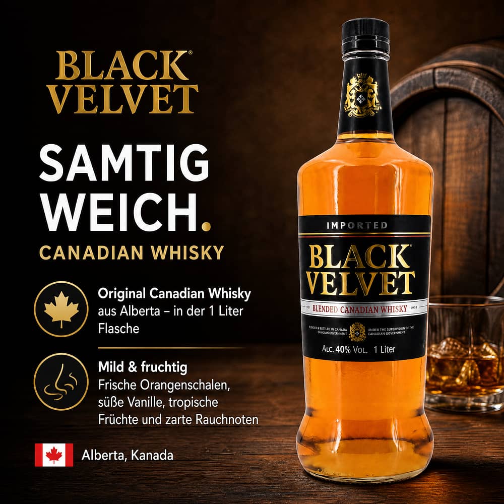 Black Velvet Canadian Whisky Literflasche 1 Liter/ 40.0% vol Produktbild