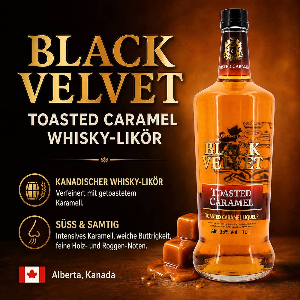 Black Velvet Toasted Caramel Whisky-Likör Literflasche 1 Liter/ 35.0% vol Produktbild