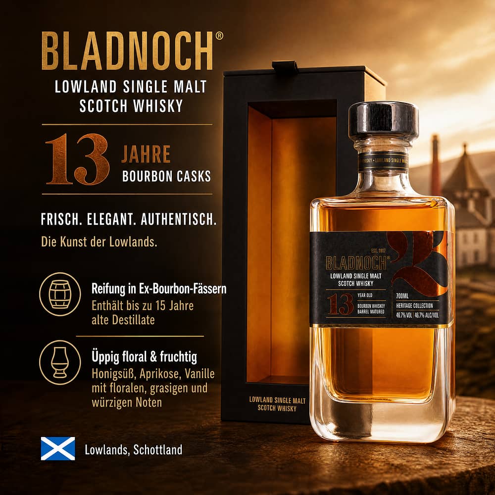 Bladnoch 13 Jahre Bourbon Casks 0,70 Liter/ 46.7% vol Produktbild