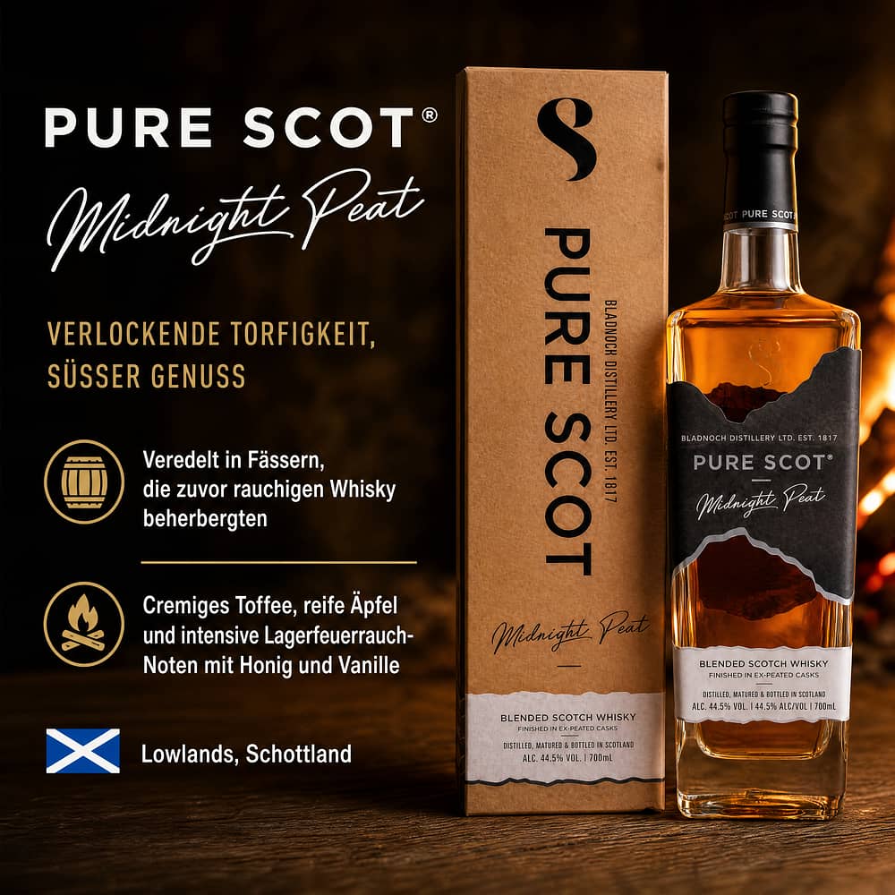 Bladnoch Pure Scot Midnight Peat 0,70 Liter/ 44.5% vol Produktbild