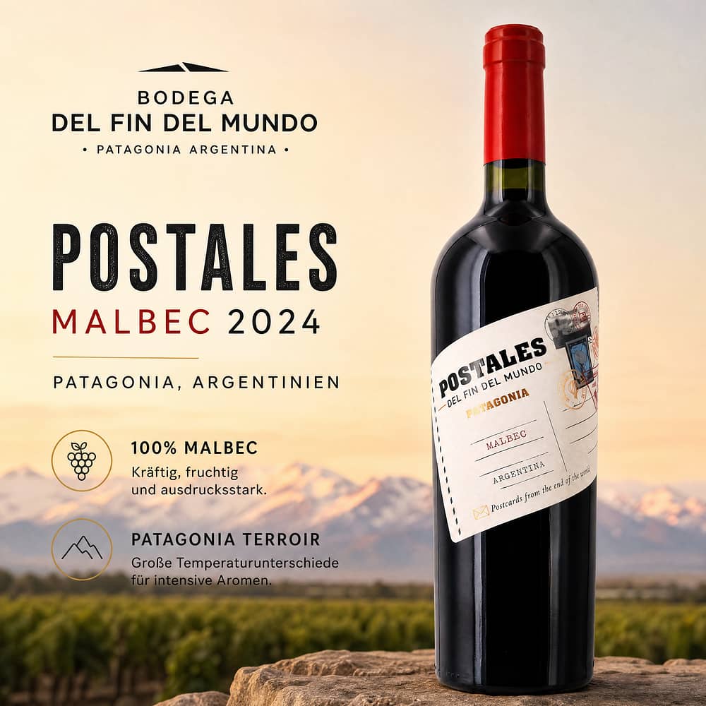 Bodega del Fin del Mundo Postales Malbec Jahrgang 2024 0,750 Liter/ 13.5% vol Produktbild