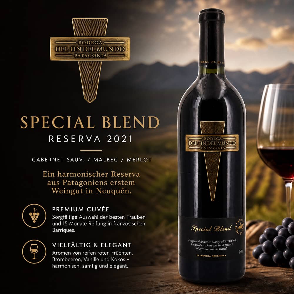 Bodega del Fin del Mundo Special Blend Rot Jahrgang 2021 Reserva (Cabernet Sauv./ Malbec / Merlot) 0,750 Liter/ 14.5% vol Produktbild