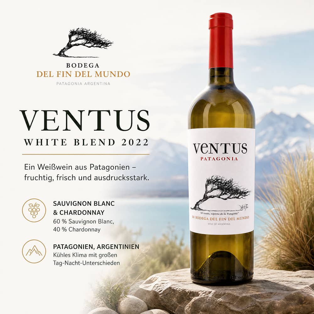 Bodega del Fin del Mundo Ventus White Blend Jahrgang 2022 0,750 Liter/ 13.5% vol Produktbild