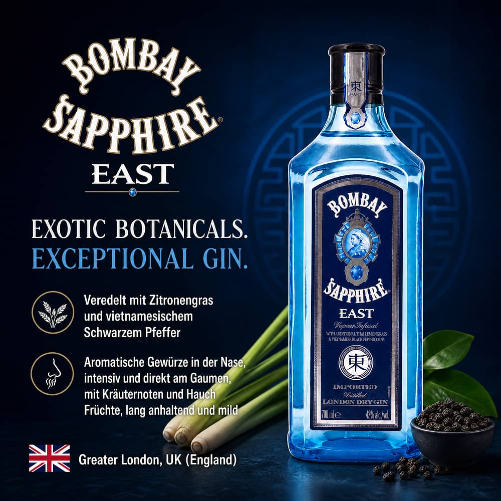Bombay London Dry Gin Sapphire EAST 0,70 Liter/ 42.0% vol Produktbild