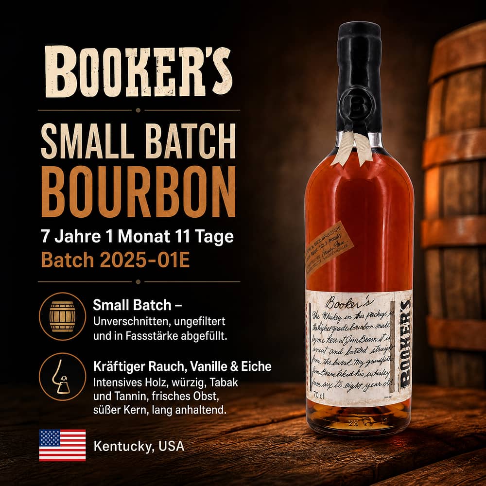 Booker's Small Batch Bourbon 7 Jahre 1 Monat 11 Tage Batch 2025-01E 0,70 Liter/ 63.2% vol Produktbild