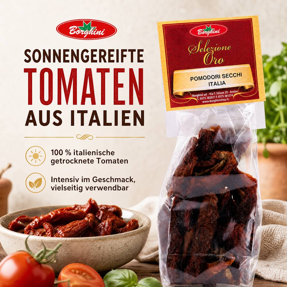 Borghini Pomodori Secchi Italiani getrocknete Tomaten 100 Gramm Produktbild