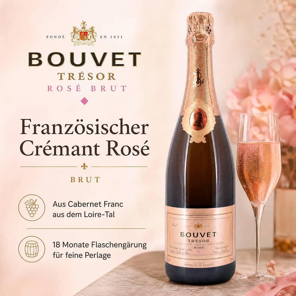 Bouvet Trésor Rosé Brut 0,750 Liter/ 12.5% vol Produktbild