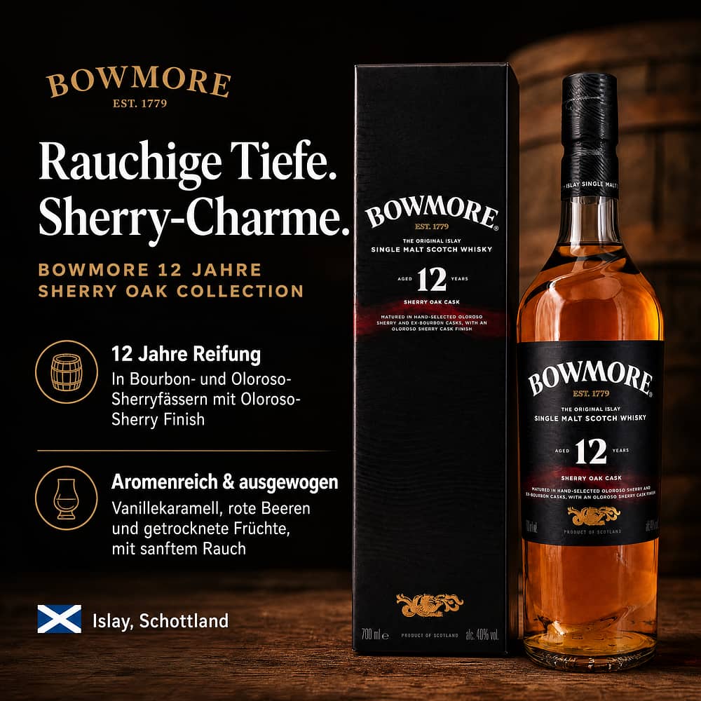 Bowmore 12 Jahre Sherry Oak Collection 0,70 Liter/ 40.0% vol Produktbild
