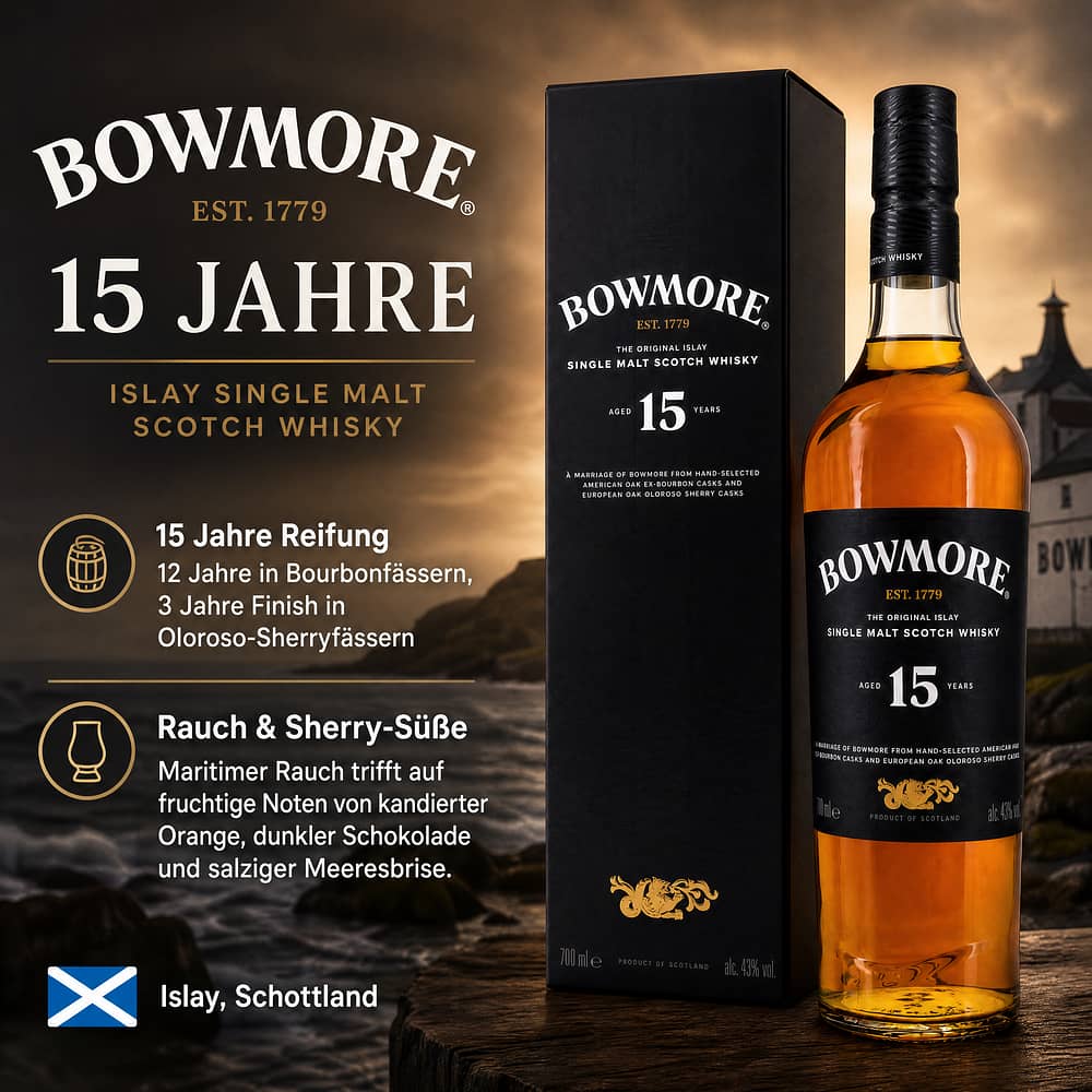 Bowmore 15 Jahre 0,70 Liter/ 43.0% vol Produktbild