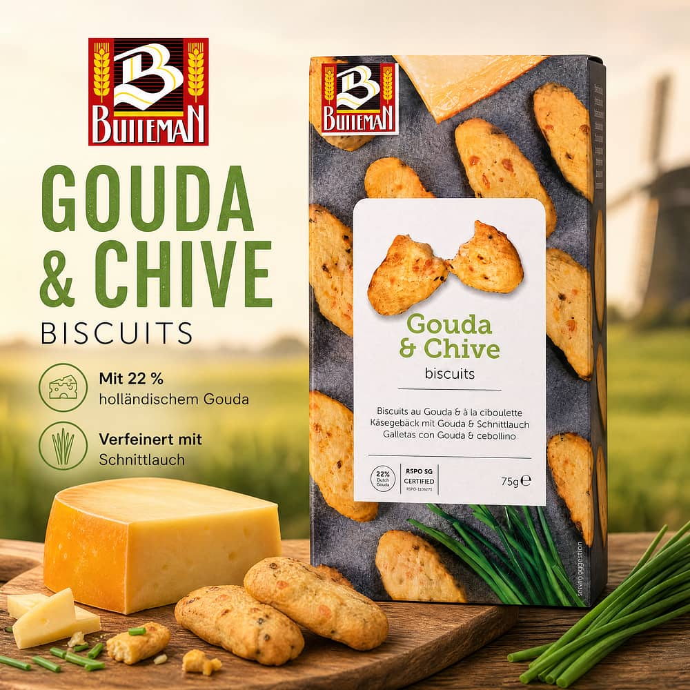 Buiteman Gouda & chive Käsegebäck mit Schnittlauch 75 Gramm Produktbild