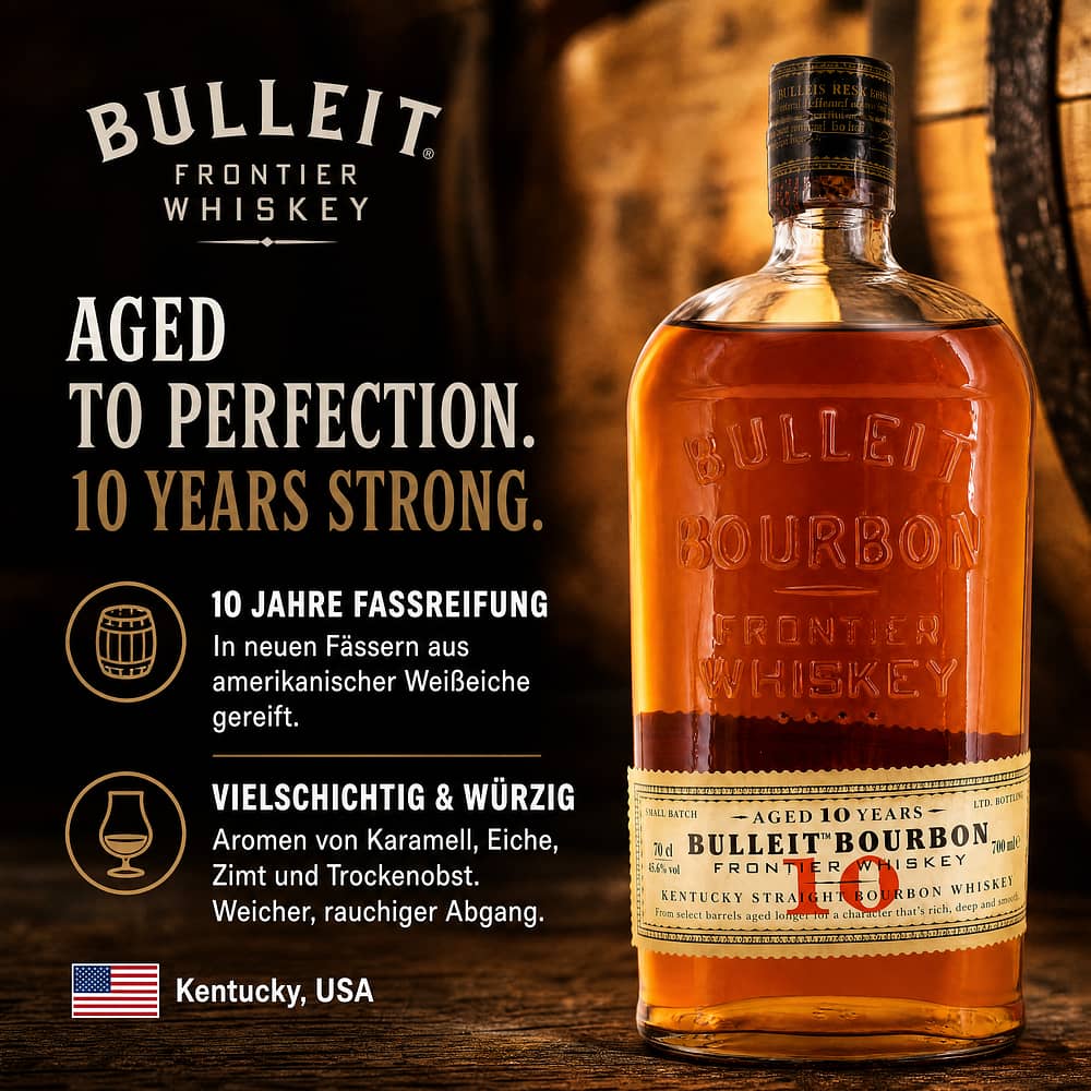Bulleit Frontier Bourbon Whiskey 10 Jahre 0,70 Liter/ 45.6% vol Produktbild