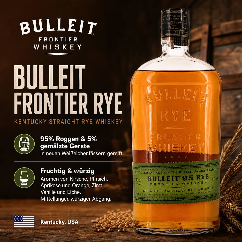 Bulleit Frontier Rye Whiskey Small Batch 0,70 Liter/ 45.0% vol Produktbild