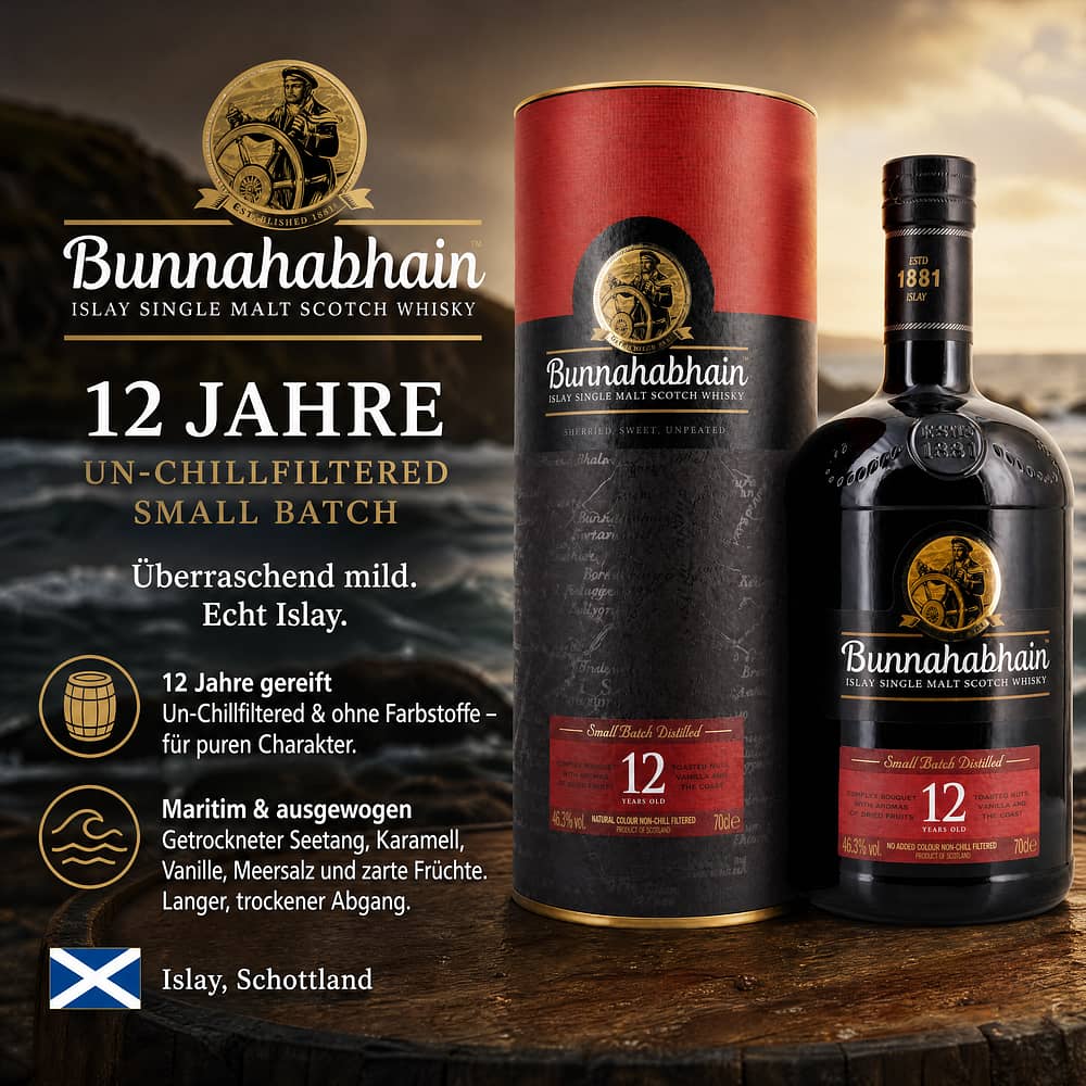 Bunnahabhain 12 Jahre Un-Chillfiltered Small Batch 0,70 Liter/ 46.3% vol Produktbild