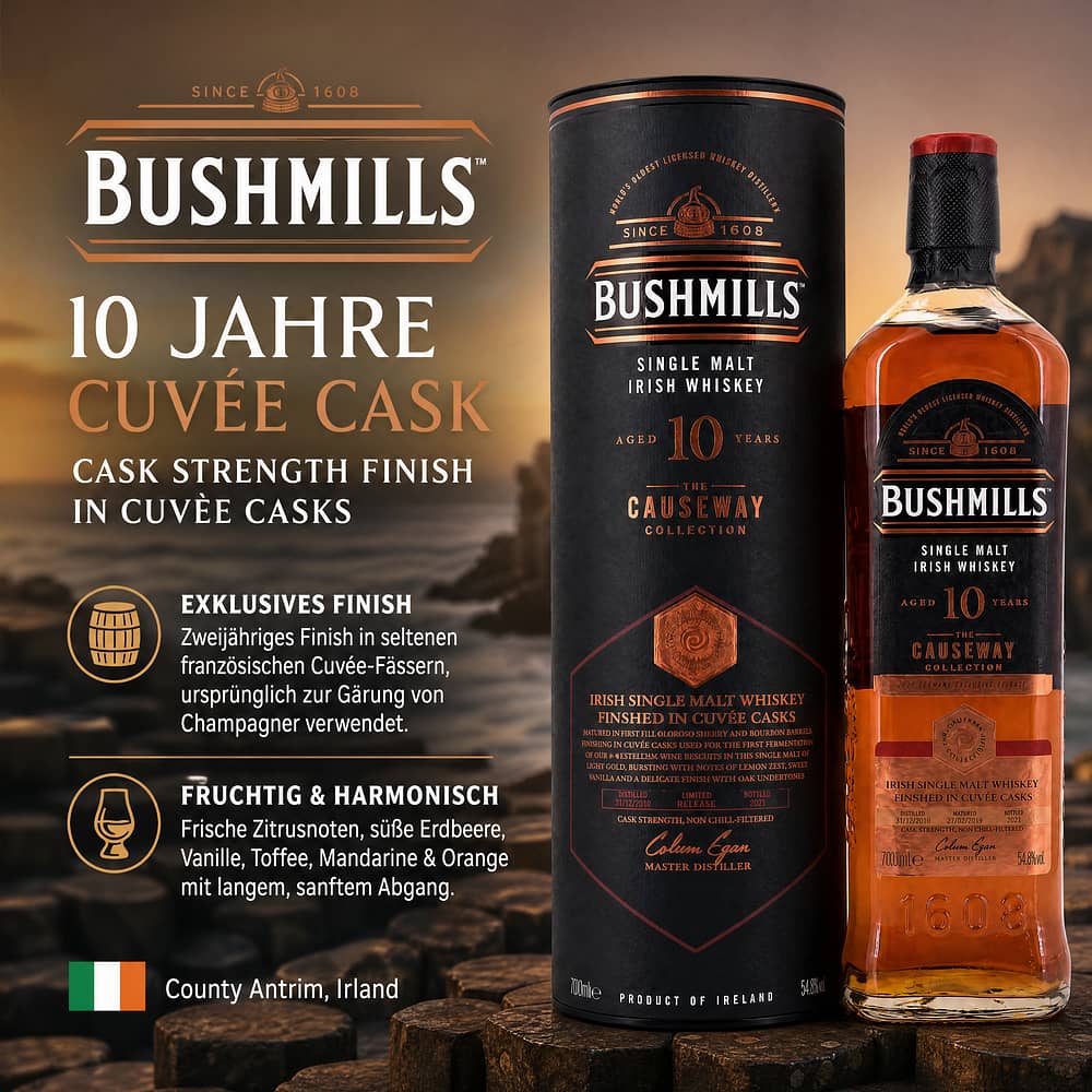 Bushmills 10 Jahre Cuvee Cask Cask Strength Finish In Cuvèe Casks 0,70 Liter/ 54.8% vol Produktbild