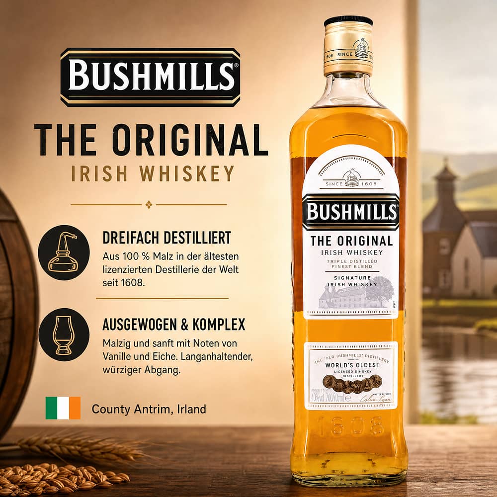 Bushmills 1608 Triple Distilled 0,70 Liter/ 40.0% vol Produktbild