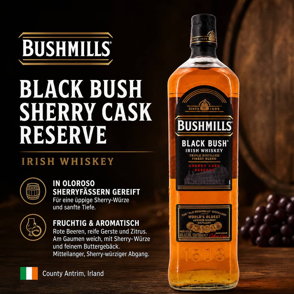 Bushmills Black Bush Sherry Cask Reserve Literflasche 1 Liter/ 40.0% vol Produktbild