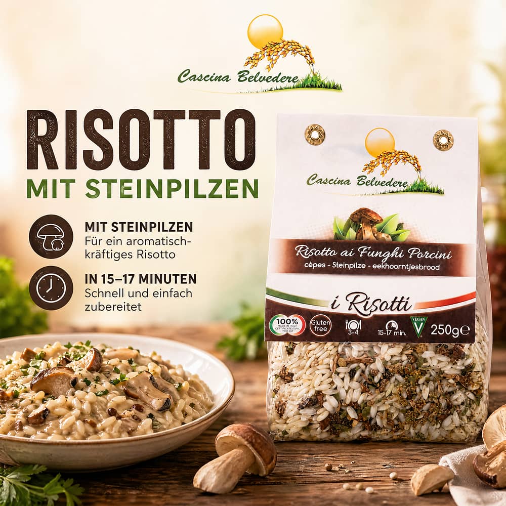 Cascina Belvedere Risotto mit Steinpilzen 250 Gramm Produktbild