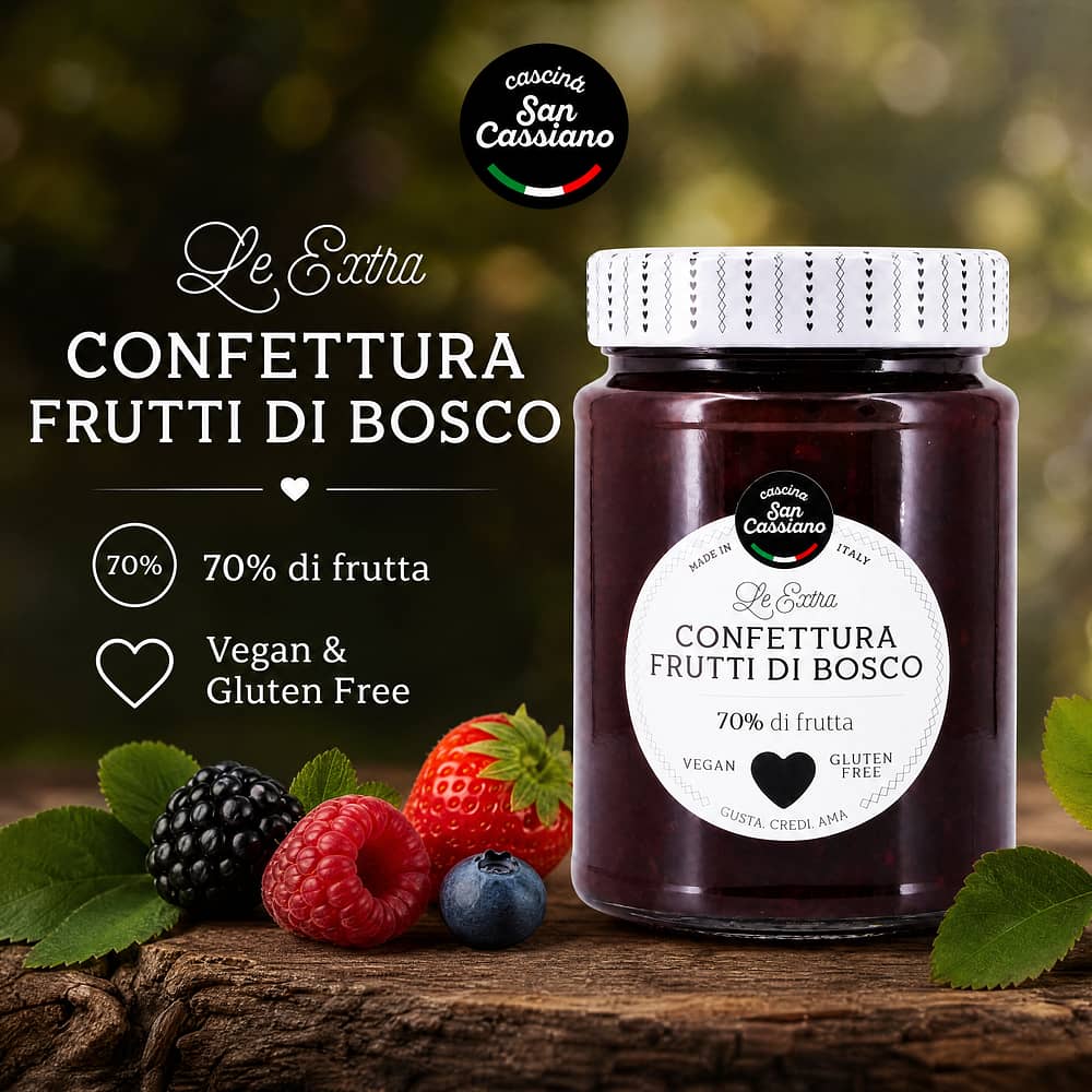 Cascina San Cassiano Confettura Frutti Di Bosco Waldbeeren Konfitüre 340 Gramm Produktbild