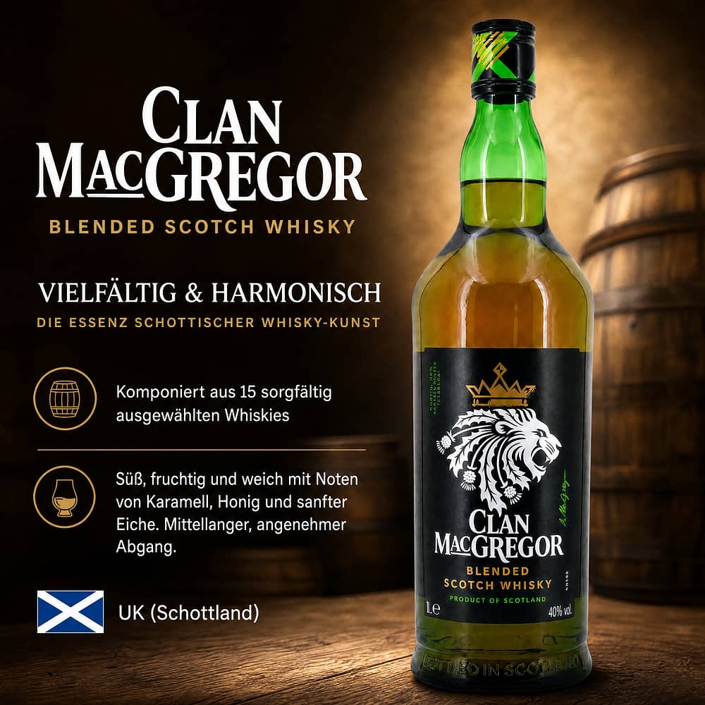 Clan MacGregor Blended Scotch Whisky Literflasche 1 Liter/ 40.0% vol Produktbild