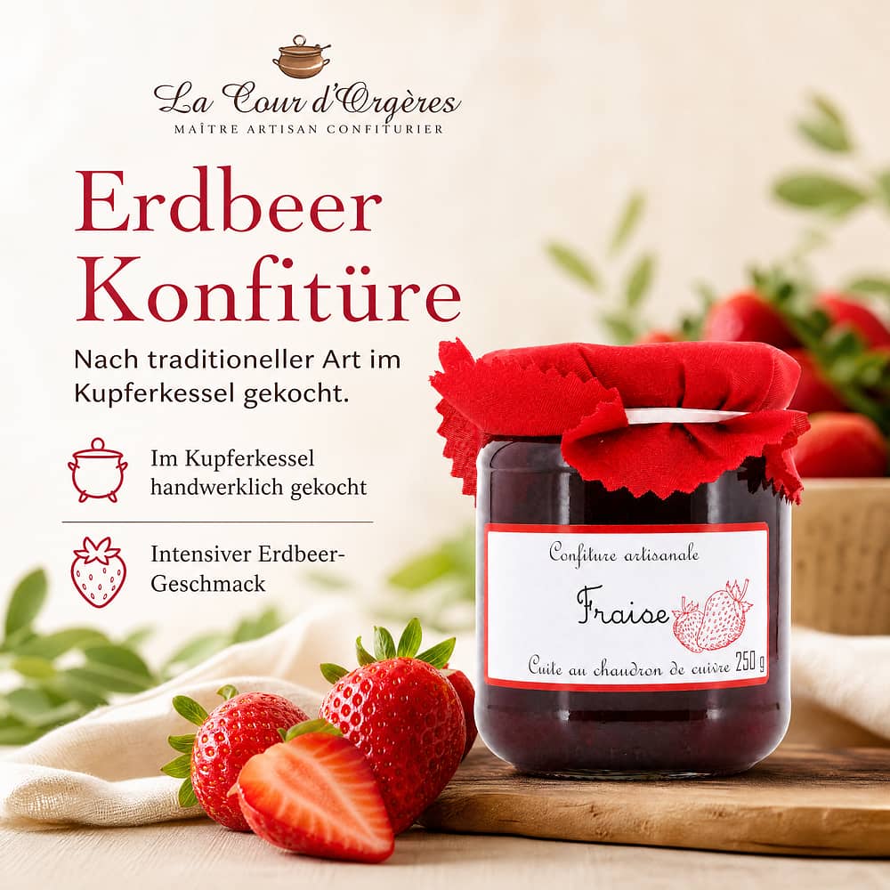 Confiture artisanale Fraise Erdbeer Konfitüre 250 Gramm Produktbild