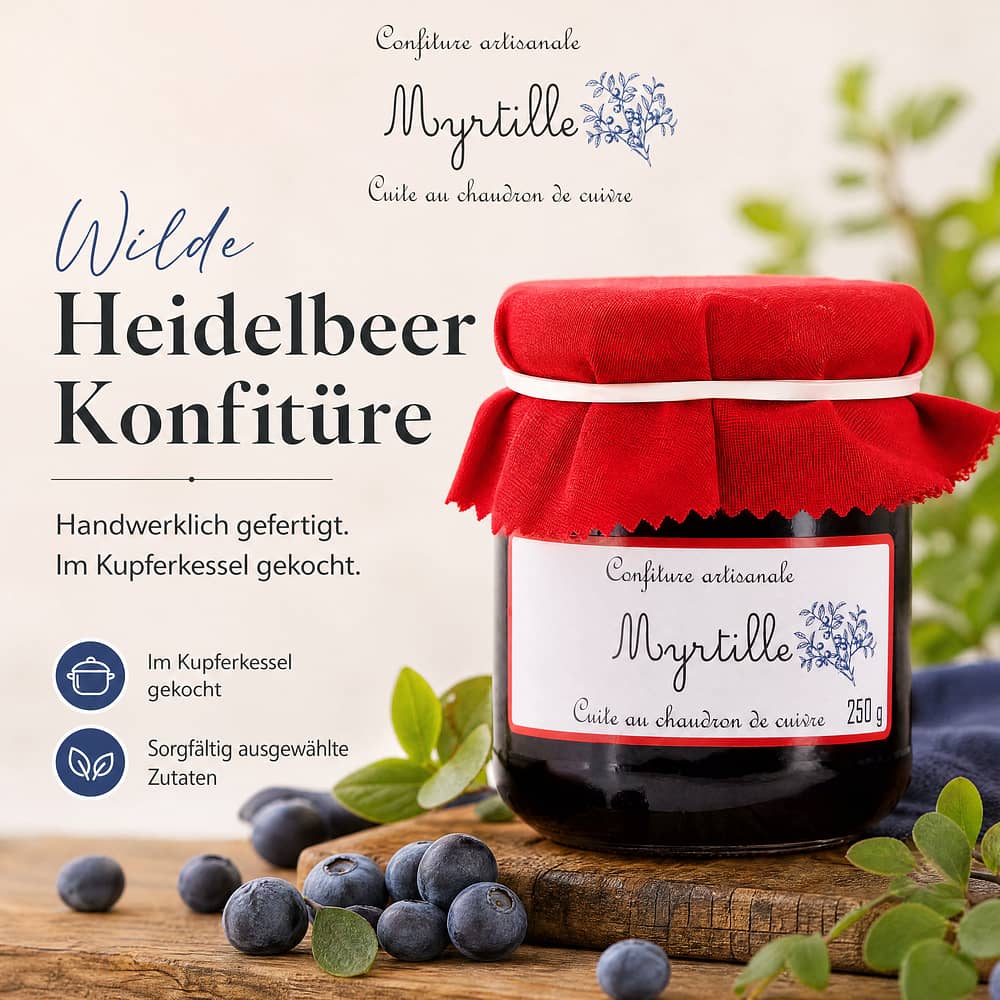 Confiture artisanale Myrtille Wilde Heidelbeer Konfitüre 250 Gramm Produktbild