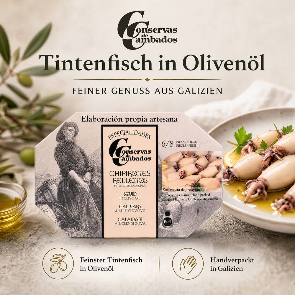 Conservas De Cambados Tintenfisch in Olivenöl 111g 72 Gramm Abtropfgewicht Produktbild