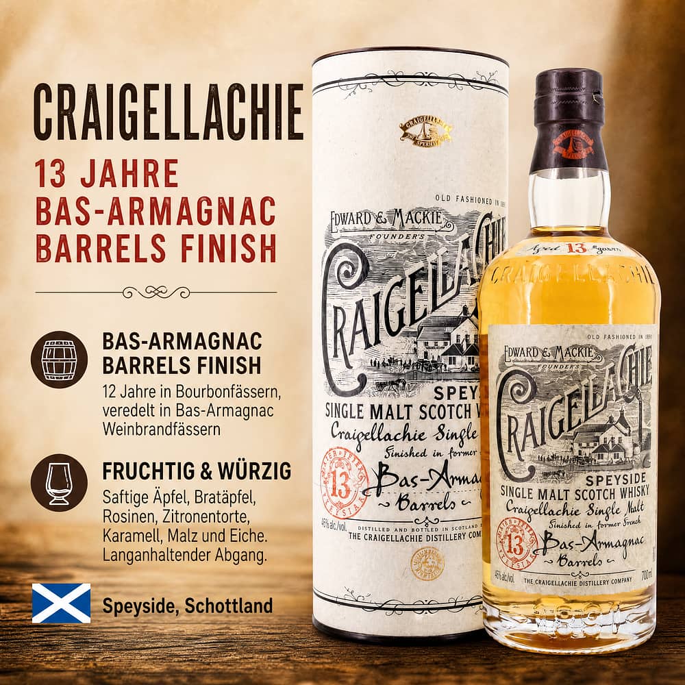 Craigellachie 13 Jahre Bas-Armagnac Barrels Finish 0,70 Liter/ 46.0% vol Produktbild