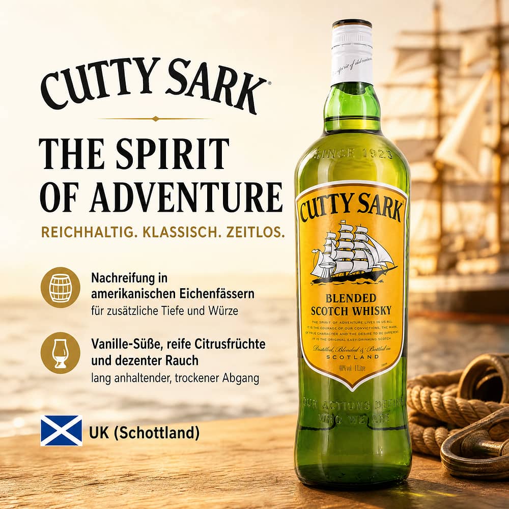 Cutty Sark Scotch Whisky Literflasche 1 Liter/ 40.0% vol Produktbild