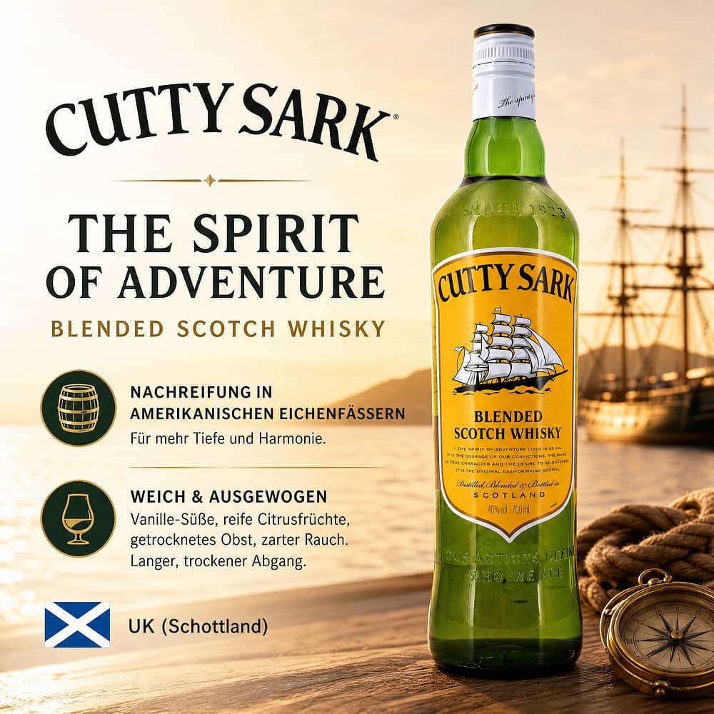 Cutty Sark Scotch Whisky 0,70 Liter/ 40.0% vol Produktbild