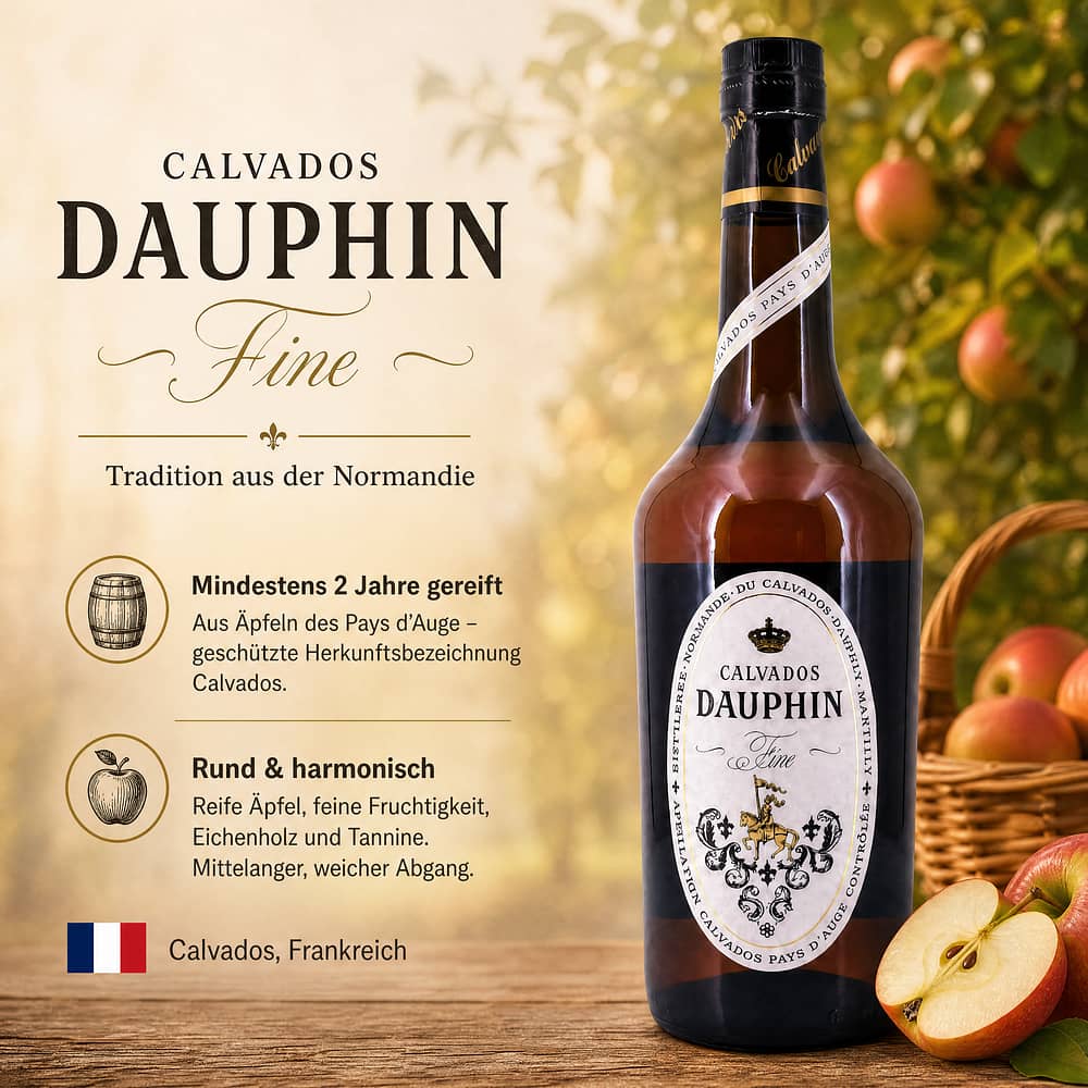 Dauphin Calvados Fine 0,70 Liter/ 40.0% vol Produktbild