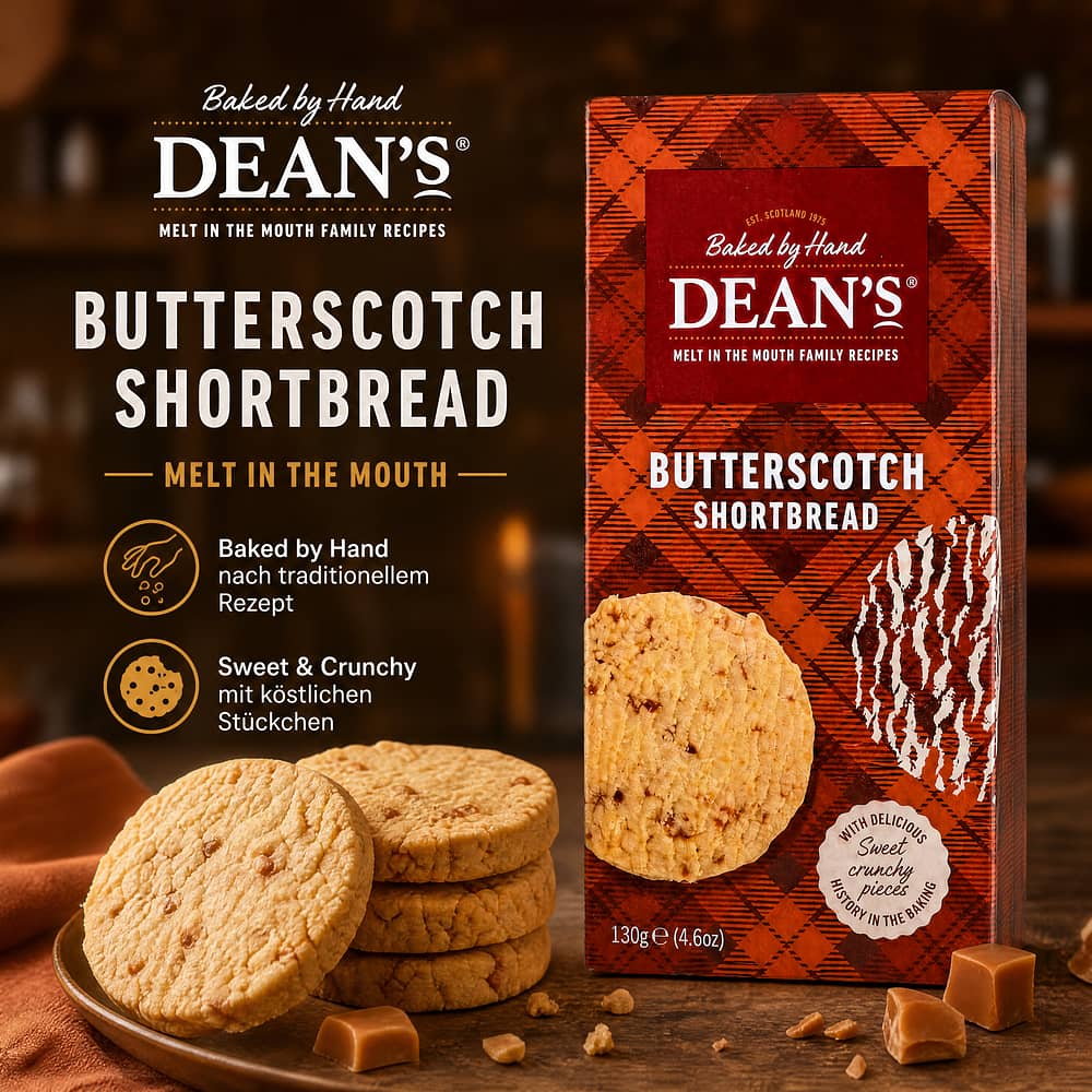 DEAN's Butterscotch Shortbread Rounds 130 Gramm Produktbild
