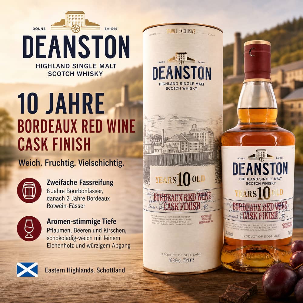 Deanston 10 Jahre Bordeaux Red Wine Cask finish 0,70 Liter/ 46.3% vol Produktbild
