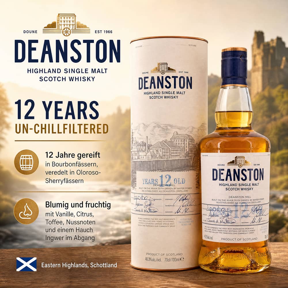 Deanston 12 Jahre Un-chillfiltered 0,70 Liter/ 46.3% vol Produktbild
