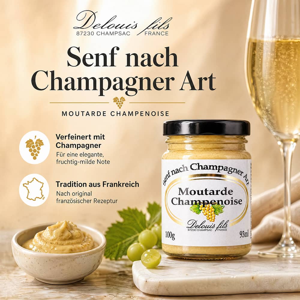 Delouis Fils Moutarde Champenoise Senf nach Champagner Art 100 Gramm/ 1.5% vol Produktbild