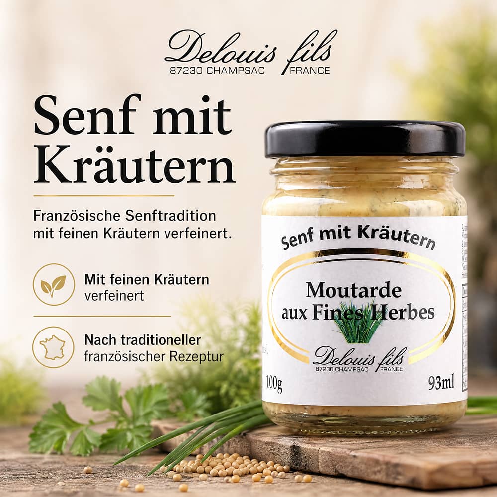 Delouis Fils Senf mit Kräutern 100 Gramm Produktbild