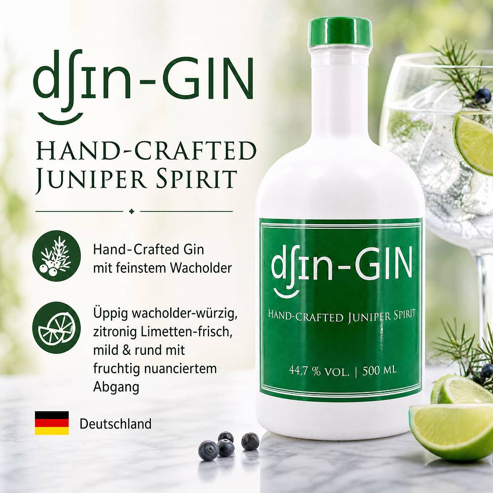 djin-Gin Hand-Crafted Juniter Spirit Gin 0,50 Liter/ 44.7% vol Produktbild