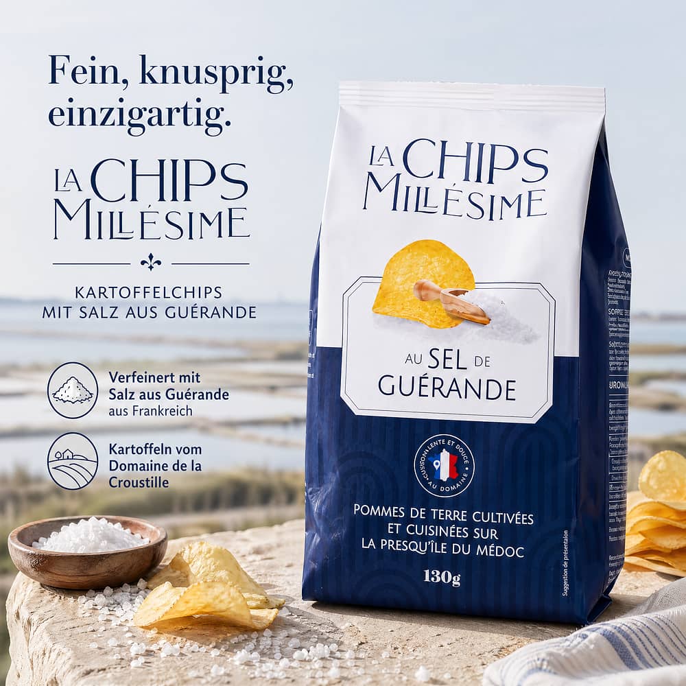 Domaine de la Croustille La Chips Millésime au Sel de Guérande Kartoffelchips mit Salz aus Guérande 130 Gramm Produktbild
