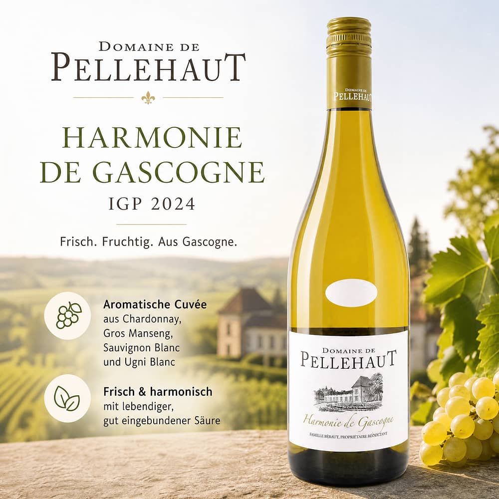 Domaine de Pellehaut Blanc Harmonie de Gascogne IGP Jahrgang 2024 0,750 Liter/ 10.5% vol Produktbild