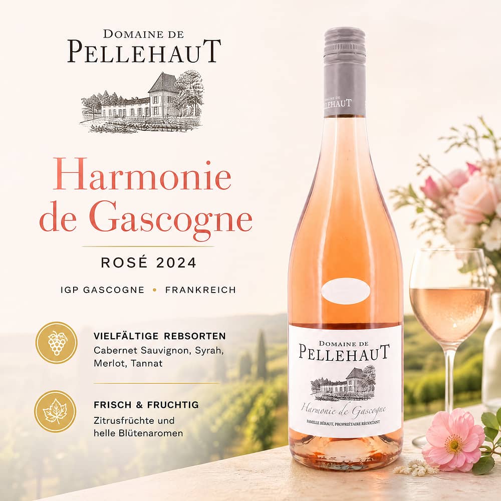 Domaine de Pellehaut Rosé Harmonie de Gascogne IPG Jahrgang 2024 0,750 Liter/ 10.5% vol Produktbild