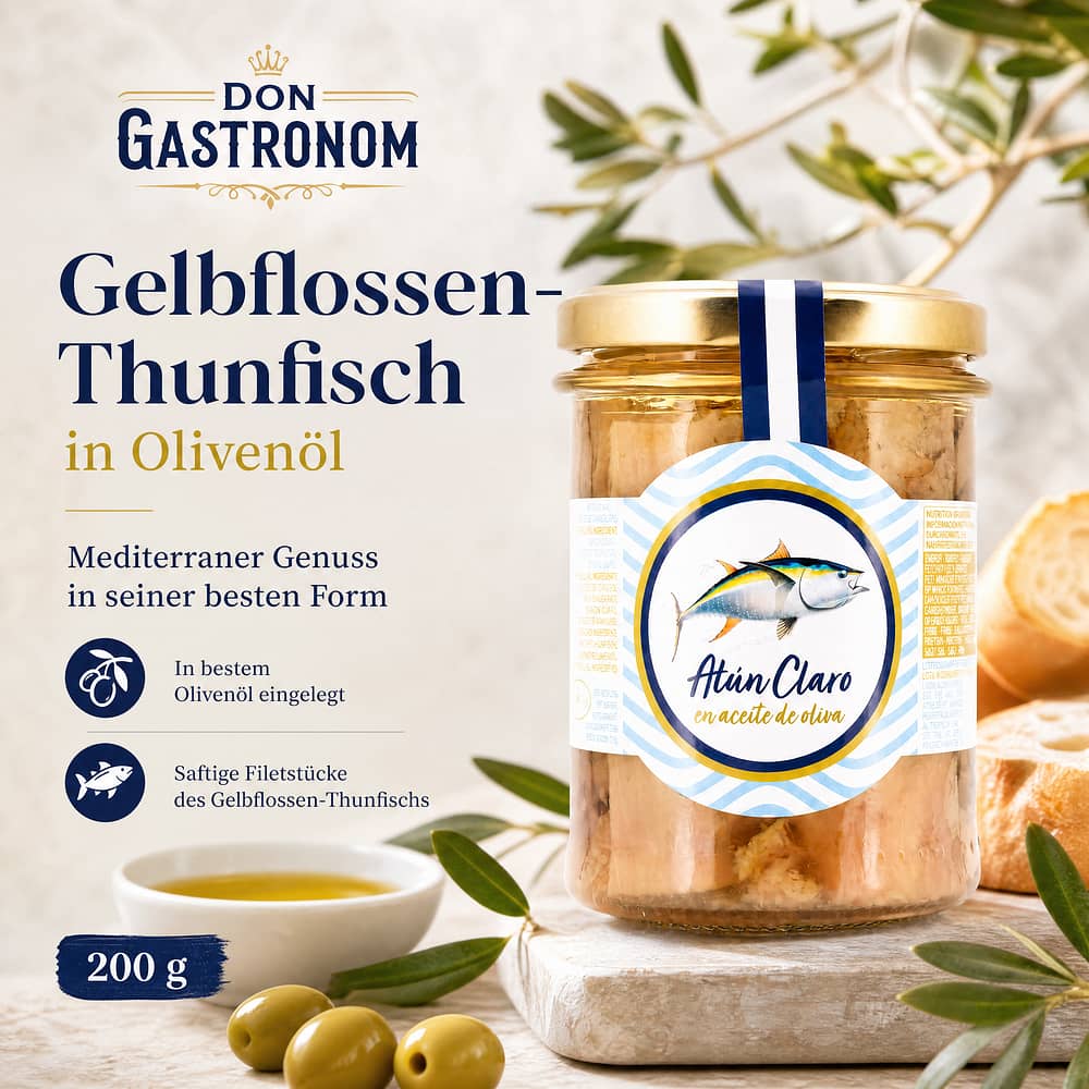 Don Gastronom Gelbflossen-Thunfisch in Olivenöl 200g 130 Gramm Abtropfgewicht Produktbild