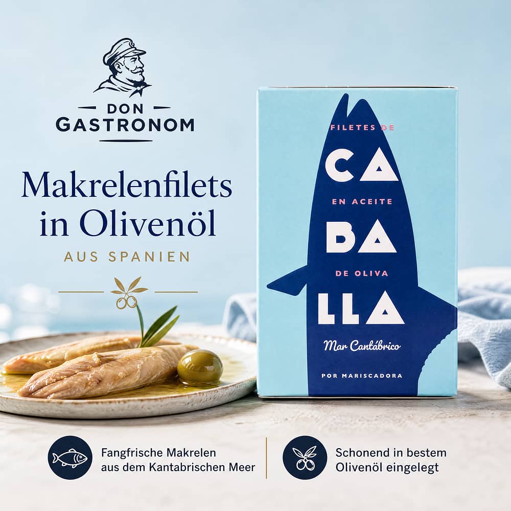 Don Gastronom Makrelenfilets in Olivenöl 120g 84 Gramm Abtropfgewicht Produktbild