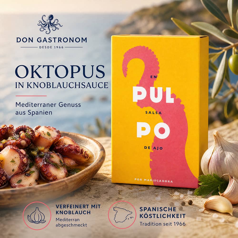 Don Gastronom Oktobus in Knoblauchsauce 115g 72 Gramm Abtropfgewicht Produktbild