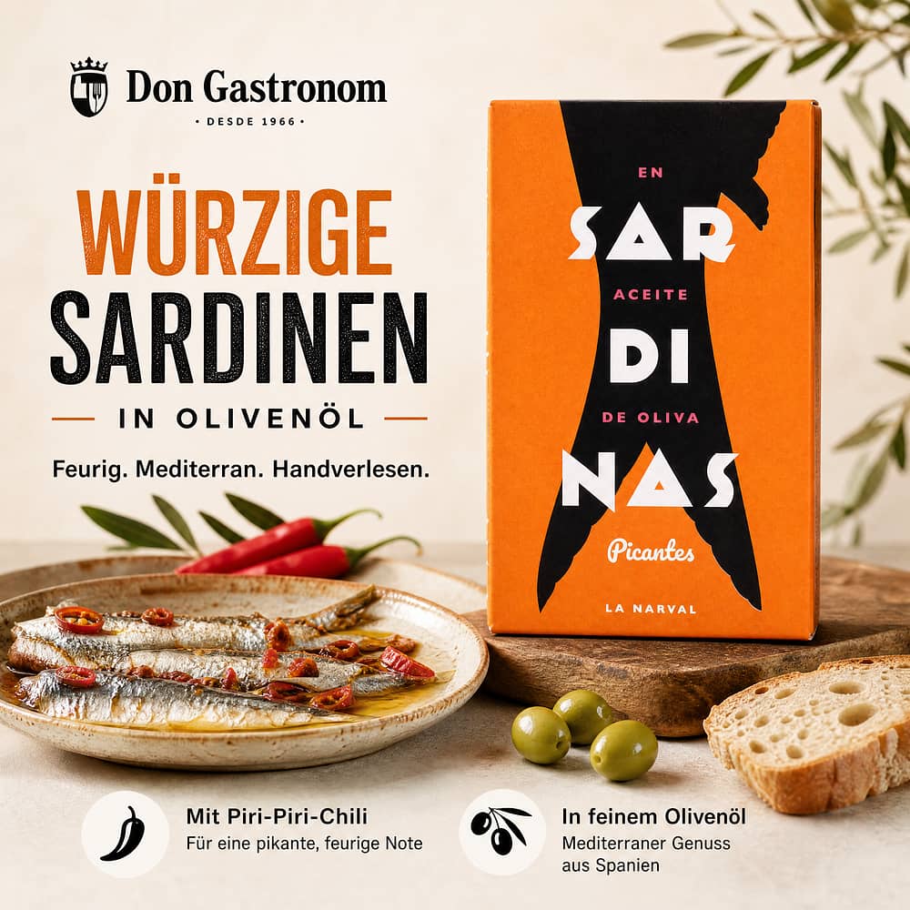 Don Gastronom Würzige Sardinen in Olivenöl 120g 84 Gramm Abtropfgewicht Produktbild