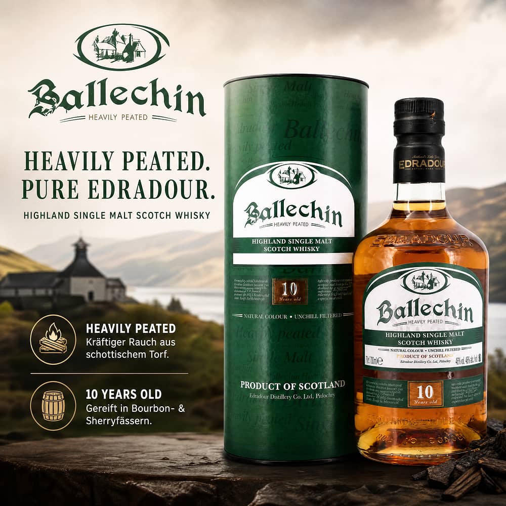 Edradour Ballechin 10 Jahre Heavily Peated 0,70 Liter/ 46.0% vol Produktbild