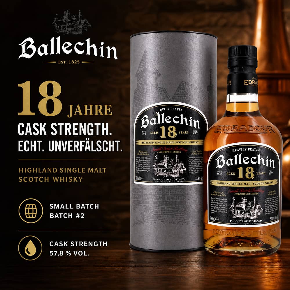 Edradour Ballechin 18 Jahre Cask Strength Batch #2 0,70 Liter/ 57.8% vol Produktbild