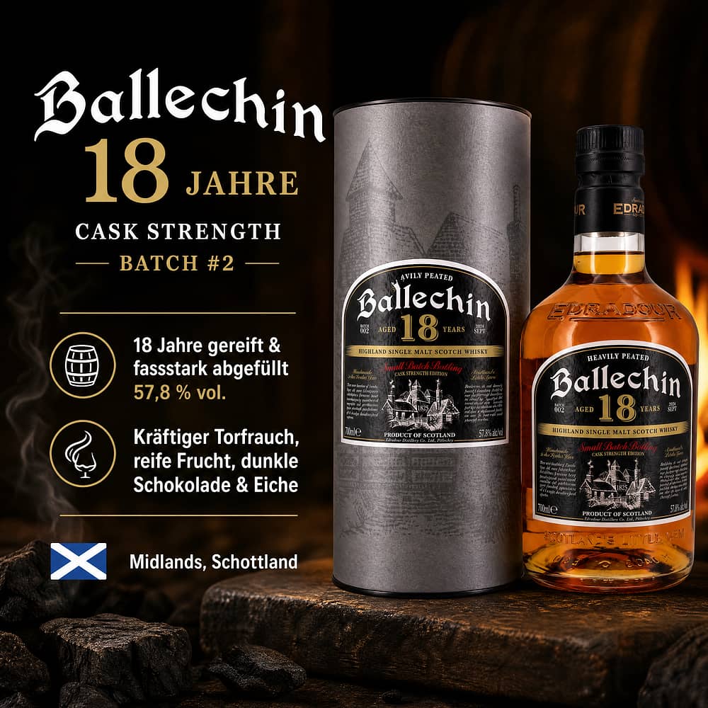 Edradour Ballechin 18 Jahre Cask Strength Batch #2 0,70 Liter/ 57.8% vol Produktbild